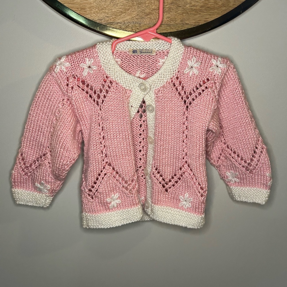5 for $30 Handmade Pink and White Baby Cardigan